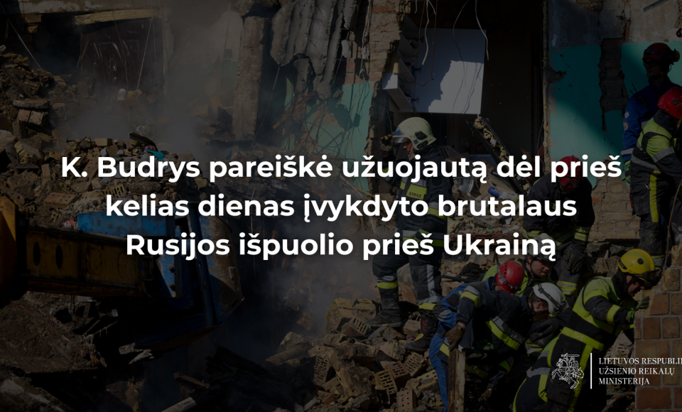 K. Budrys pareiškė užuojautą dėl prieš kelias dienas įvykdyto brutalaus Rusijos išpuolio prieš...