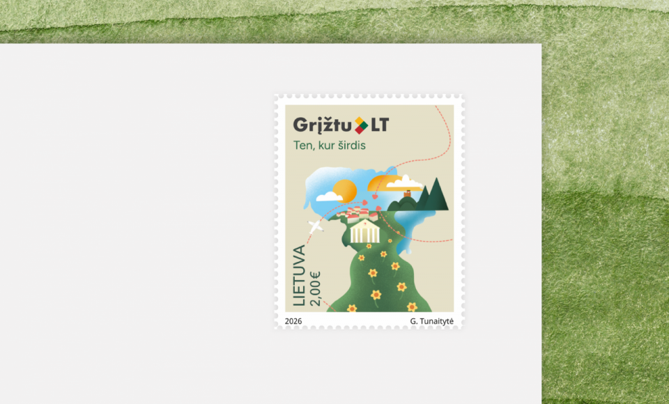 Išleidžiamas naujas pašto ženklas „Grįžtu LT – ten, kur širdis“