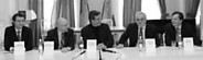 Iš kairės: Bertas Venckaitis, Rolandas Kvietkauskas, Gintautas Želvys, Nikolajus Burovas, Eitvydas Bajarūnas Spaudos konferencijoje. Nuotr. autorės