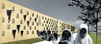 Žvilgsnis: studijos A2SM architektų atspirties taškas - austi kilimai, kurių raštai yra viena svarbiausių Afganistano meno ir kultūros dalių. Studijos A2SM vizualizacija